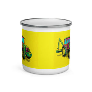 John Deere 6910 with Hedge Cutter Pop Art | Enamel Mug - view 2