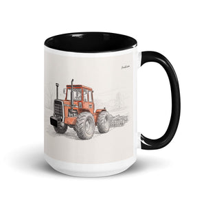 Massey Ferguson 1200 Pencil Sketch | 15 oz Mug with Color Inside - Black