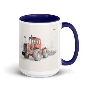Massey Ferguson 1200 Pencil Sketch | 15 oz Mug with Color Inside - Dark Blue