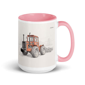 Massey Ferguson 1200 Pencil Sketch | 15 oz Mug with Color Inside - Pink