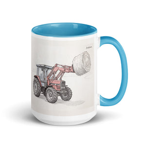 Massey Ferguson 3070 Autotronic Pencil Sketch | 15 oz Mug with Color Inside - Blue
