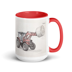 Massey Ferguson 3070 Autotronic Pencil Sketch | 15 oz Mug with Color Inside - Red