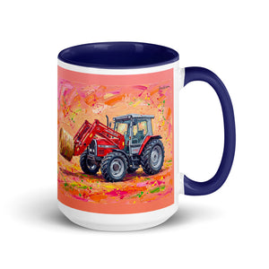 Massey Ferguson 3070 Autotronic Splash Art | 15 oz Mug with Color Inside - Dark Blue