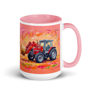 Massey Ferguson 3070 Autotronic Splash Art | 15 oz Mug with Color Inside - Pink