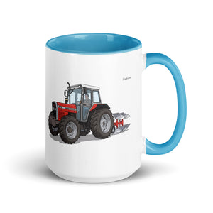Massey Ferguson 375 Illustration | 15 oz Mug with Color Inside - Blue