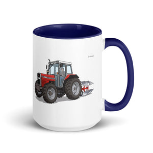 Massey Ferguson 375 Illustration | 15 oz Mug with Color Inside - Dark Blue
