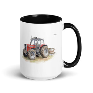 Massey Ferguson 375 Watercolor | 15 oz Mug with Color Inside - Black