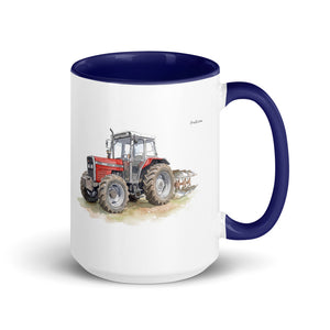 Massey Ferguson 375 Watercolor | 15 oz Mug with Color Inside - Dark Blue