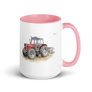 Massey Ferguson 375 Watercolor | 15 oz Mug with Color Inside - Pink