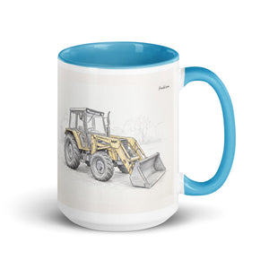 Massey Ferguson 50E Pencil Sketch | 15 oz Mug with Color Inside - Blue