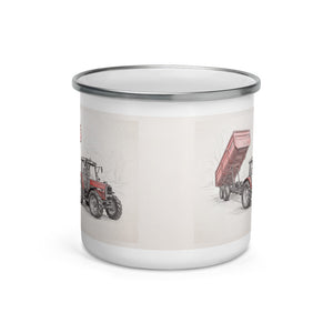Massey Ferguson 6180 Pencil Sketch | Enamel Mug - view 2