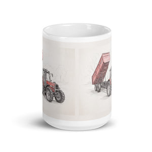 Massey Ferguson 6180 Pencil Sketch | White Glossy Mug - view 2