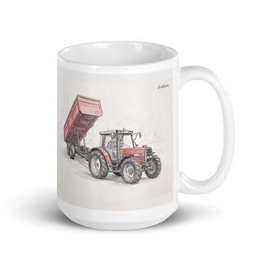 Massey Ferguson 6180 Pencil Sketch | White Glossy Mug