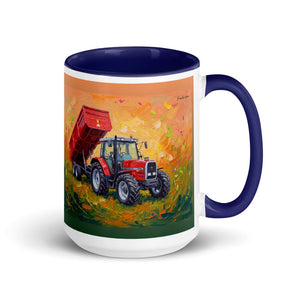 Massey Ferguson 6180 Splash Art | 15 oz Mug with Color Inside - Dark Blue