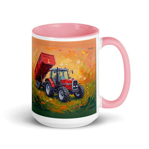 Massey Ferguson 6180 Splash Art | 15 oz Mug with Color Inside - Pink