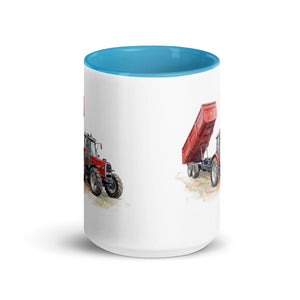 Massey Ferguson 6180 Watercolor | 15 oz Mug with Color Inside - side view