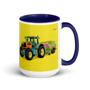 Furrow & Fields Dark Blue Renault Atles 926 RZ Pop Art | 15 oz Mug with Color Inside Quality Farmers Merch