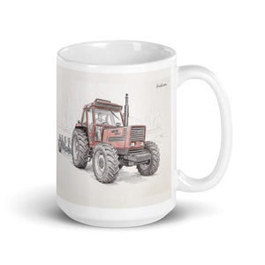 Furrow & Fields 11 oz Fiat 1880 Pencil Sketch | White Glossy Mug Quality Farmers Merch