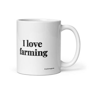 Furrow & Fields 11 oz I Love Farming | White Glossy Mug Quality Farmers Merch