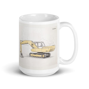 Furrow & Fields 11 oz JCB 806 Pencil Sketch | White Glossy Mug Quality Farmers Merch