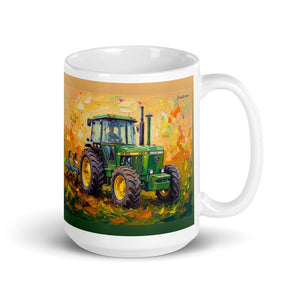 Furrow & Fields 11 oz John Deere 4350 Splash Art | White Glossy Mug Quality Farmers Merch