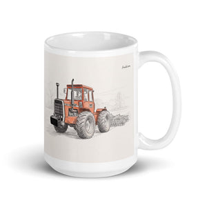 Furrow & Fields 11 oz Massey Ferguson 1200 Pencil Sketch | White Glossy Mug Quality Farmers Merch