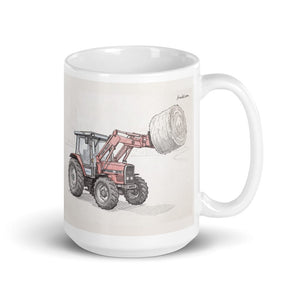 Furrow & Fields 11 oz Massey Ferguson 3070 Autotronic Pencil Sketch | White Glossy Mug Quality Farmers Merch