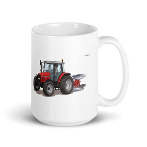 Furrow & Fields 11 oz Massey Ferguson 6255 Illustration | White Glossy Mug Quality Farmers Merch