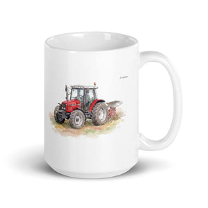 Furrow & Fields 11 oz Massey Ferguson 6255 Watercolor | White Glossy Mug Quality Farmers Merch