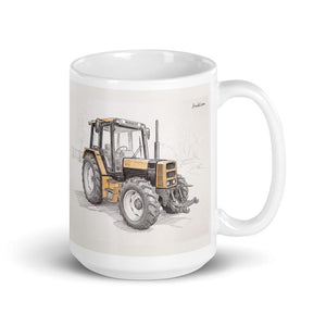 Furrow & Fields 11 oz Renault 145.14 TX Pencil Sketch | White Glossy Mug Quality Farmers Merch