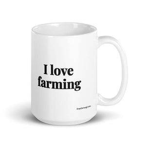Furrow & Fields 15 oz I Love Farming | White Glossy Mug Quality Farmers Merch