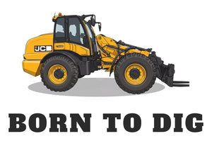 Furrow & Fields Baby Bodysuit Baby JCB TM420 Digger Bodysuit – Born to Dig Quality Farmers Merch