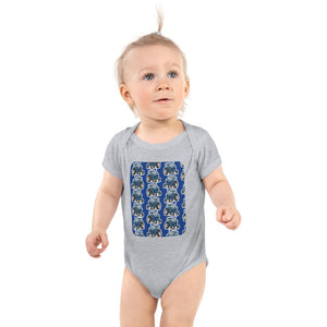 Furrow & Fields Baby Bodysuit Heather / 12 months Baby Ford 6700 Tractor Bodysuit – Blue Pattern Quality Farmers Merch