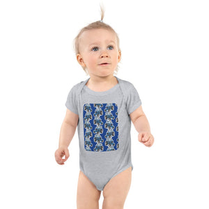 Furrow & Fields Baby Bodysuit Heather / 12 months Baby Ford 7700 Tractor Bodysuit – Blue Pattern Quality Farmers Merch