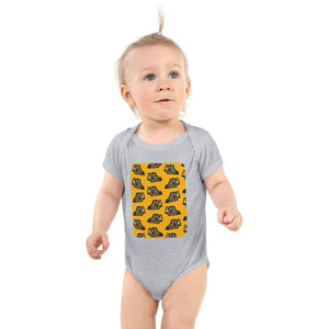 Furrow & Fields Baby Bodysuit Heather / 12 months Baby JCB 1CX Digger Bodysuit – Yellow Pattern Quality Farmers Merch