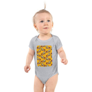 Furrow & Fields Baby Bodysuit Heather / 12 months Baby JCB 3C II Digger Bodysuit – Yellow Pattern Quality Farmers Merch