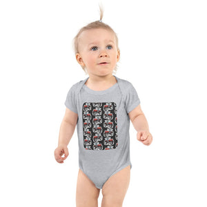 Furrow & Fields Baby Bodysuit Heather / 12 months Baby Massey Ferguson 3090 Tractor Bodysuit – Charcoal Pattern Quality Farmers Merch