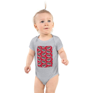 Furrow & Fields Baby Bodysuit Heather / 12 months Baby Massey Ferguson 35X Tractor Bodysuit – Red Pattern Quality Farmers Merch