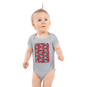 Furrow & Fields Baby Bodysuit Heather / 12 months Baby Massey Ferguson 390T Tractor Bodysuit – Red Pattern Quality Farmers Merch