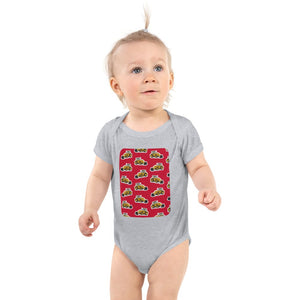 Furrow & Fields Baby Bodysuit Heather / 12 months Baby Massey Ferguson 50E Digger Bodysuit – Red Pattern Quality Farmers Merch