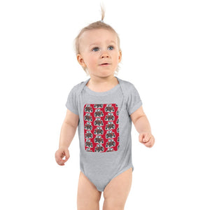Furrow & Fields Baby Bodysuit Heather / 12 months Baby Massey Ferguson 590 Tractor Bodysuit – Red Pattern Quality Farmers Merch