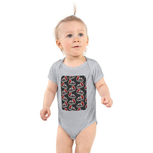Furrow & Fields Baby Bodysuit Heather / 12 months Baby Massey Ferguson 6180 Tractor Bodysuit – Charcoal Pattern Quality Farmers Merch