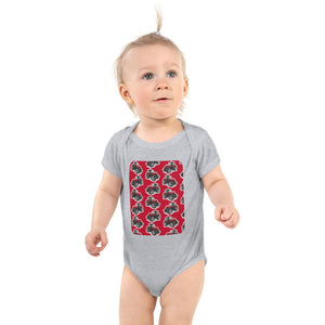 Furrow & Fields Baby Bodysuit Heather / 12 months Baby Massey Ferguson 7495 Tractor Bodysuit – Red Pattern Quality Farmers Merch
