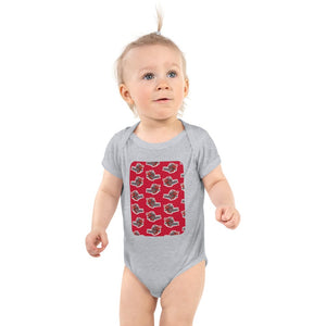 Furrow & Fields Baby Bodysuit Heather / 12 months Baby Massey Ferguson 760 Combine Bodysuit – Red Pattern Quality Farmers Merch