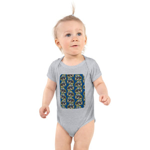 Furrow & Fields Baby Bodysuit Heather / 12 months Baby New Holland T7.225 Tractor Bodysuit – Blue Pattern Quality Farmers Merch