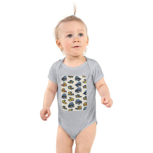 Furrow & Fields Baby Bodysuit Heather / 12 months Baby New Holland Tractors Bodysuit – Cream Pattern Quality Farmers Merch