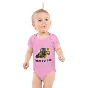 Furrow & Fields Baby Bodysuit Pink / 12 months Baby JCB 1CX Digger Bodysuit – Born to Dig Quality Farmers Merch