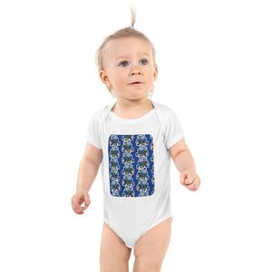 Furrow & Fields Baby Bodysuit White / 12 months Baby Ford 6700 Tractor Bodysuit – Blue Pattern Quality Farmers Merch