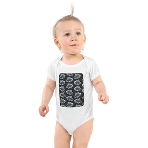 Furrow & Fields Baby Bodysuit White / 12 months Baby Ford 9700 Tractor Bodysuit – Charcoal Pattern Quality Farmers Merch