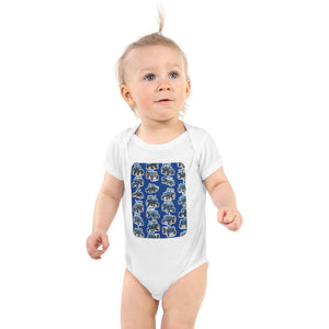 Furrow & Fields Baby Bodysuit White / 12 months Baby Ford Tractors Bodysuit – Blue Pattern Quality Farmers Merch